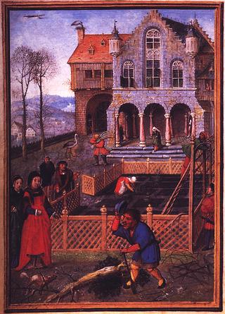 Labors of the Months: March, from a Flemish Book of Hours