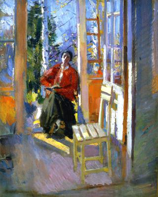 Woman Reading on the Terrace