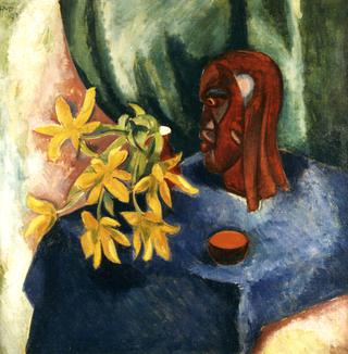 Still Life with Tulips and Sculpture