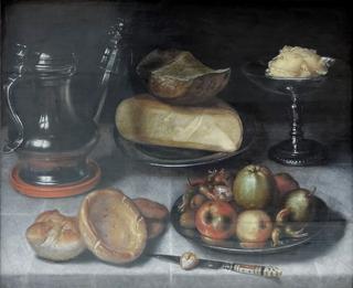 Still Life with Pewter Jug, Fruit and Cheese