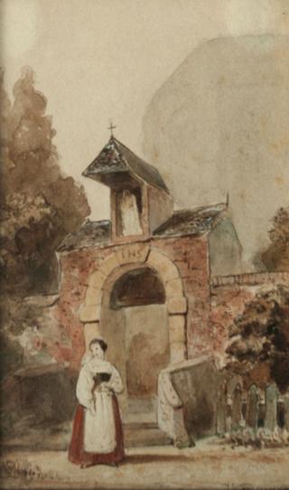 Italian Woman near a Chapel