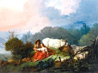 Pastoral Landscape with a Shepherd and Shepherdess at Rest