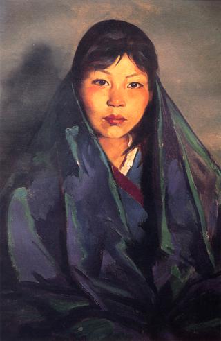 Indian Girl in Blue Wrap, Gregorita