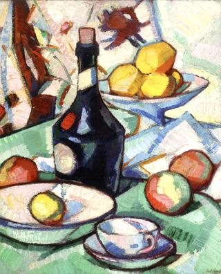 Still Life with Benedictine Bottle and Fruit
