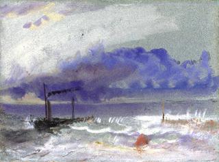 Off Yarmouth - A Steamship off the Coast in Rough Weather