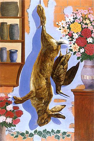 Still Life with Hare and Vase of Flowers