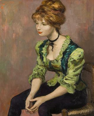 Girl in green corsage