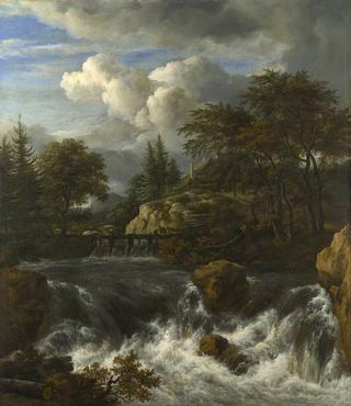 Waterfall in a Rocky Landscape