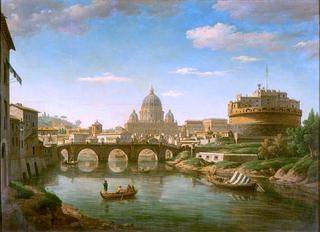Rome from the Tiber, St Peter's and Castel Sant' Angelo