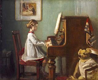 The artist’s daughter playing the piano