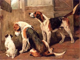 Waiting for the Hunt: a Terrier and Two Hounds