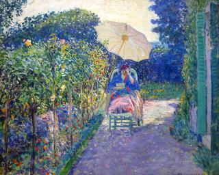 Woman seated in a Garden