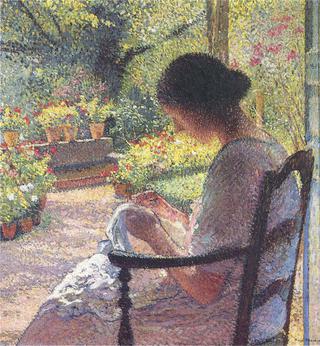 A woman sewing