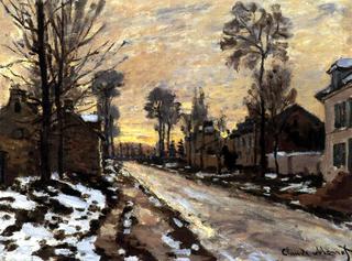 Road at Louveciennes, Melting Snow, Sunset