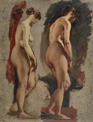 Two Full-Length Standing Nudes, Turned to the Right
