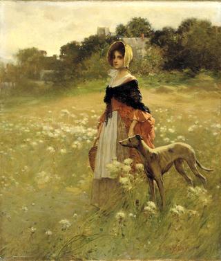 Young girl and dog