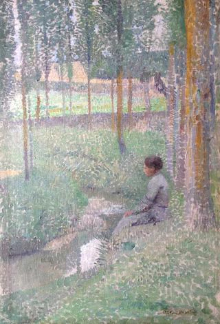 Woman seated by a River Bank