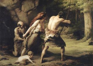 Prehistoric Man Hunting Bears