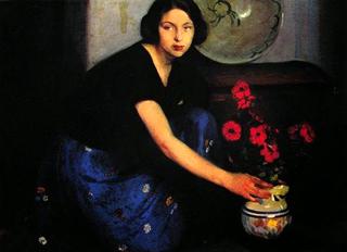 Bianca with a Vase of Flowers