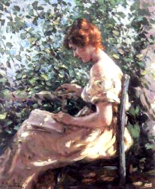 Portrait of a Young Woman reading book