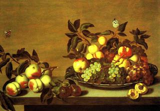 Sill Life of Fruit on and around a Wanli Platter on a Table