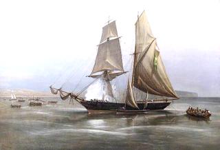 HM Brig 'Philomel’ Capturing the Slaver, ‘Condor’, off the Coast of West Africa, 1880