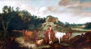 Landscape with Drovers and Their Animals Fording a River