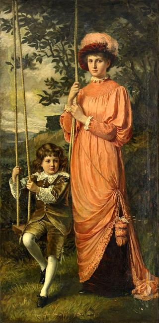 Portrait of a Boy and Young Woman in the Park