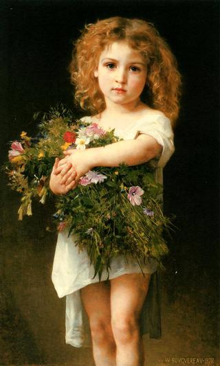 Little Girl Holding Flowers