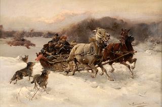 Sleigh Attacked by Wolves