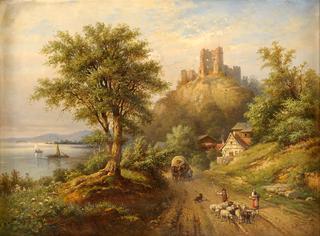 Landscape with Lake and Castle Ruins