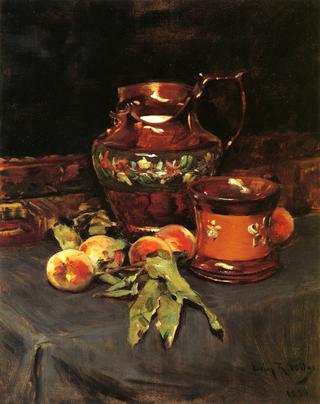 Still Life with Lusterware and Peaches