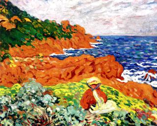 Suzane Valtat on the Shore at Anthéor