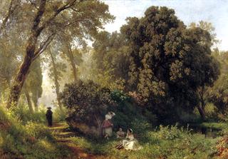 Young Woman Resting on a Sunlit Path