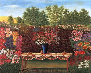 Laid Table with Flowers in a Landscape