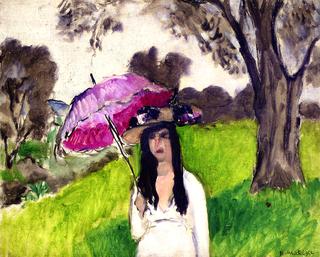 Woman with a Pink Umbrella