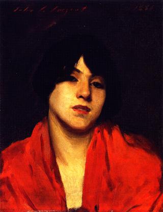 Head of a Venetian Model in a Scarlet Shawl