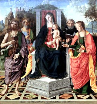 Madonna and Child with Saints John the Baptist, Peter, Dominic, Mary Magdalene.