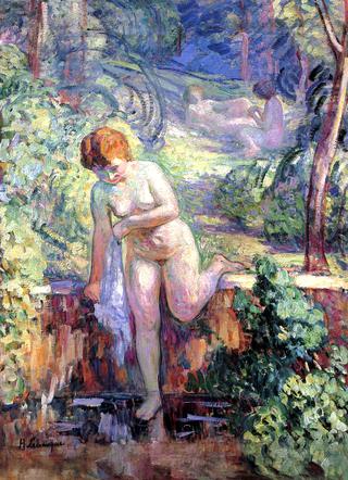 Young girl in a garden at St. Tropez