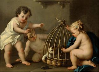 Putti Playing with a Cat