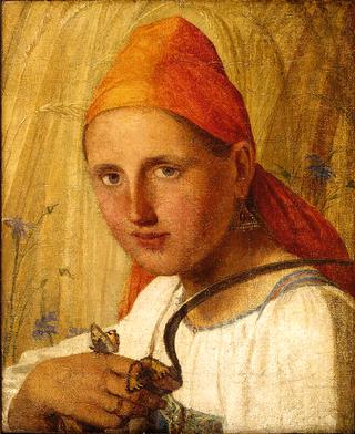 Peasant Girl with Butterflies