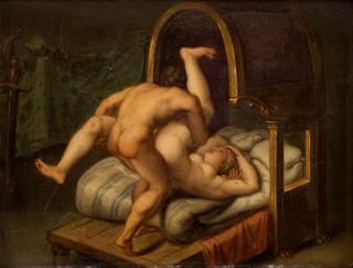 Bedroom Scene with a Man and Woman