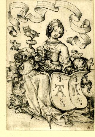 The girl with the coat of arms with letters