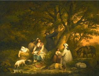 A Woodland Landscape with Gypsies Encamped Below a Tree