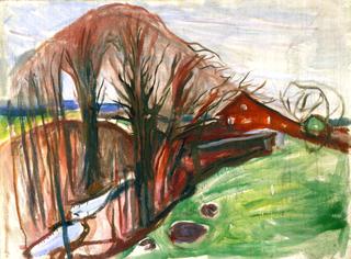 Spring Landscape with Red House