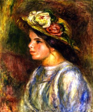 Bust of a Woman, Straw Trimmed Hat