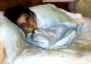 Retrato de su esposa, Josefa löpez, en la cama