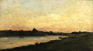 日落时的瓦兹河景色