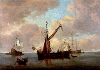 A Calm with Dutch Vessels (copy after Adriaen van de Velde)