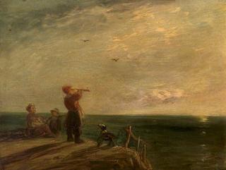 Seascape with Figures and a Dog